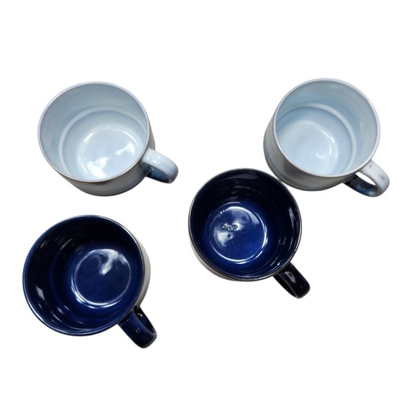 Boston Warehouse Stacking Up Stoneware 16 Oz Blue White Stacking Mugs *read Desc - Picture 7 of 14